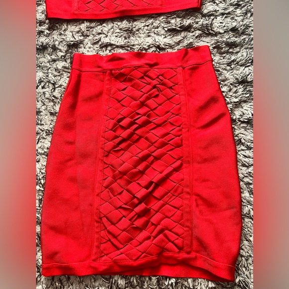 BEBE Red Bandage 2 piece dress - M - Picture 2 of 3